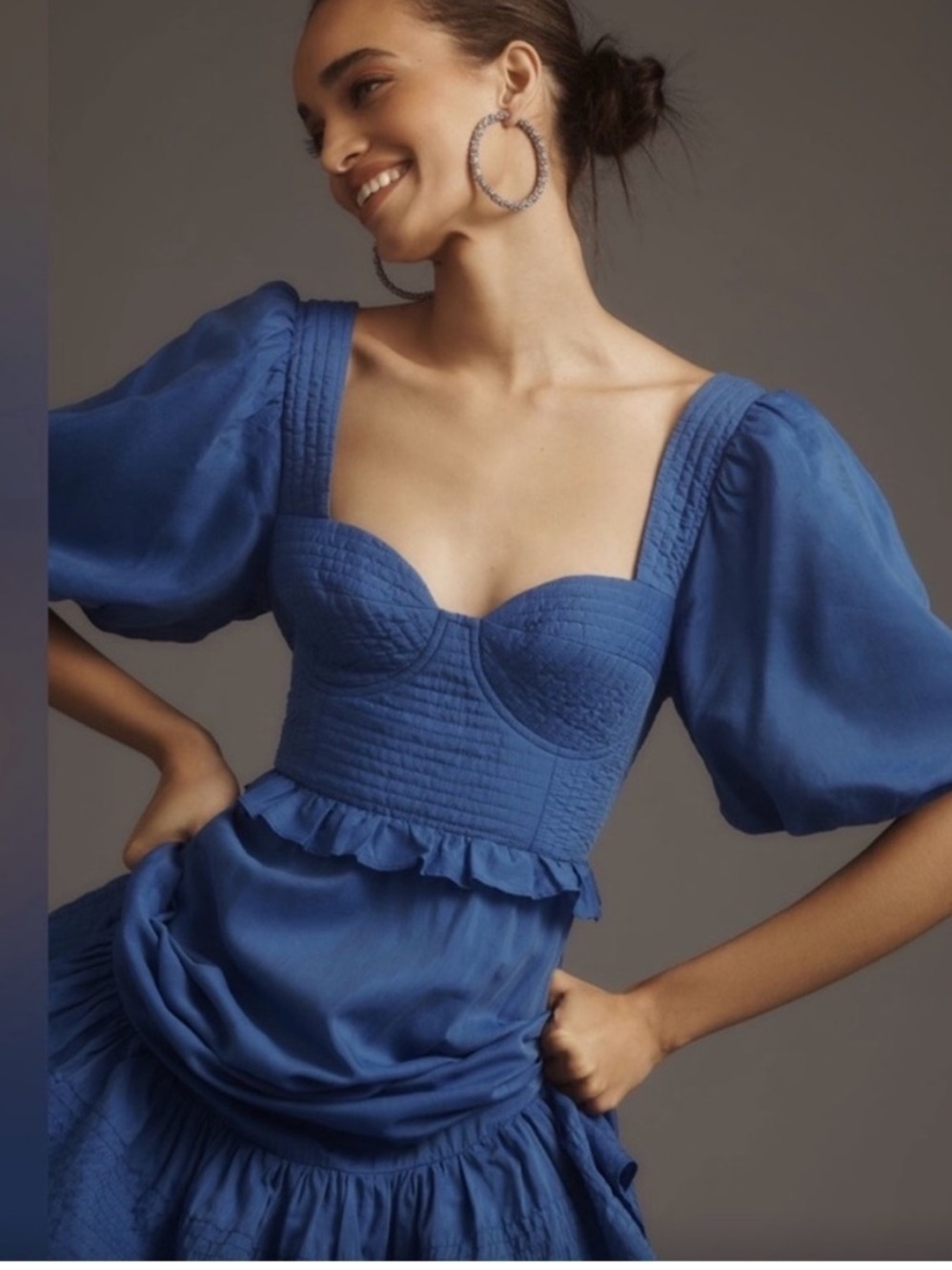 Farm Rio | Short-Sleeve Sweetheart Midi Dress - Picture 3 of 8